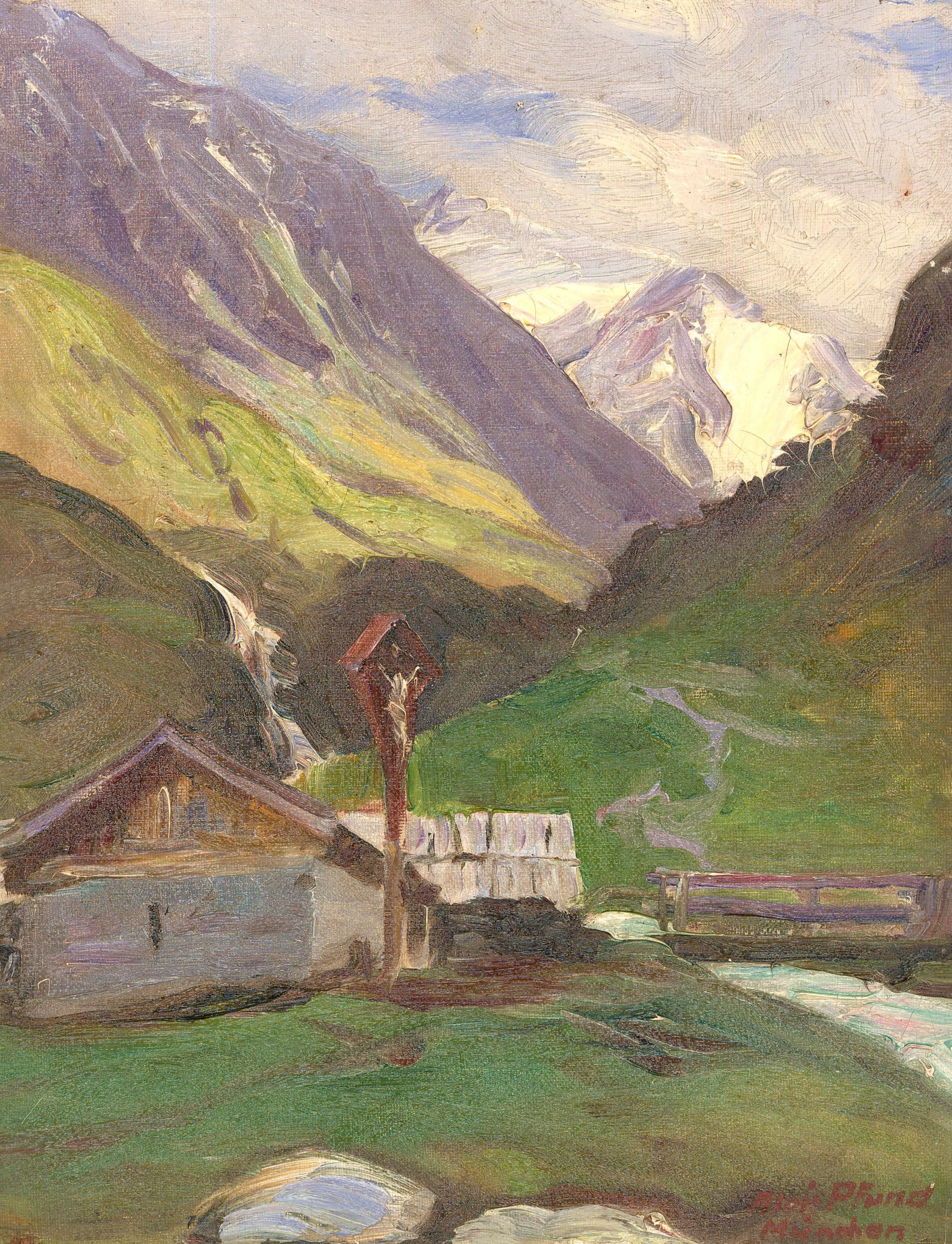 Unknown Landscape Painting - Alois Pfund (1876-1946) - Early 20th Century Oil, Mittenwald, Bavarian Alps
