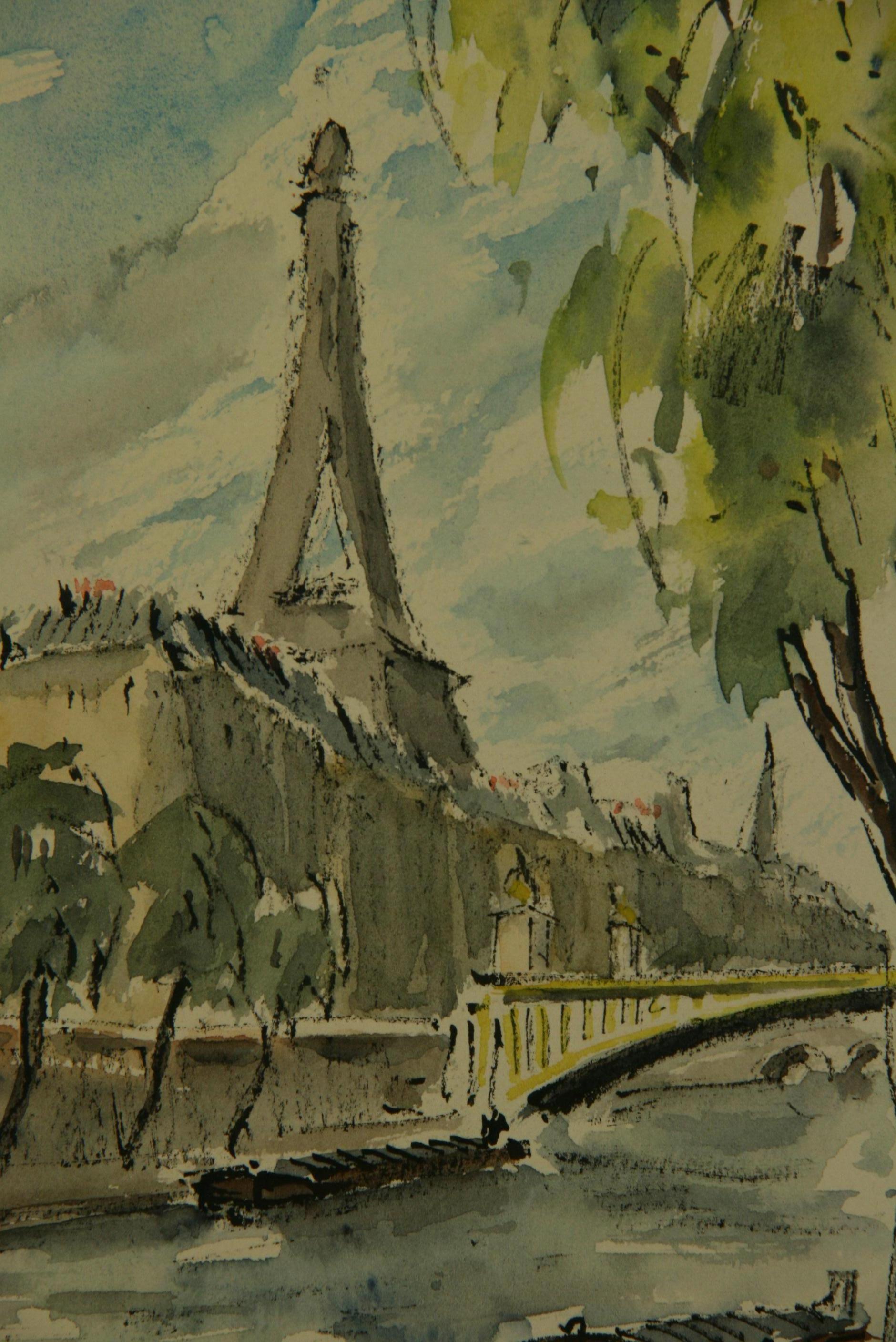 Impressionist Landscape Along The Seine in Paris painting 1