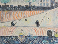 Along the Siene River, Modern Mixed Media on Canvas by Biagio Civale