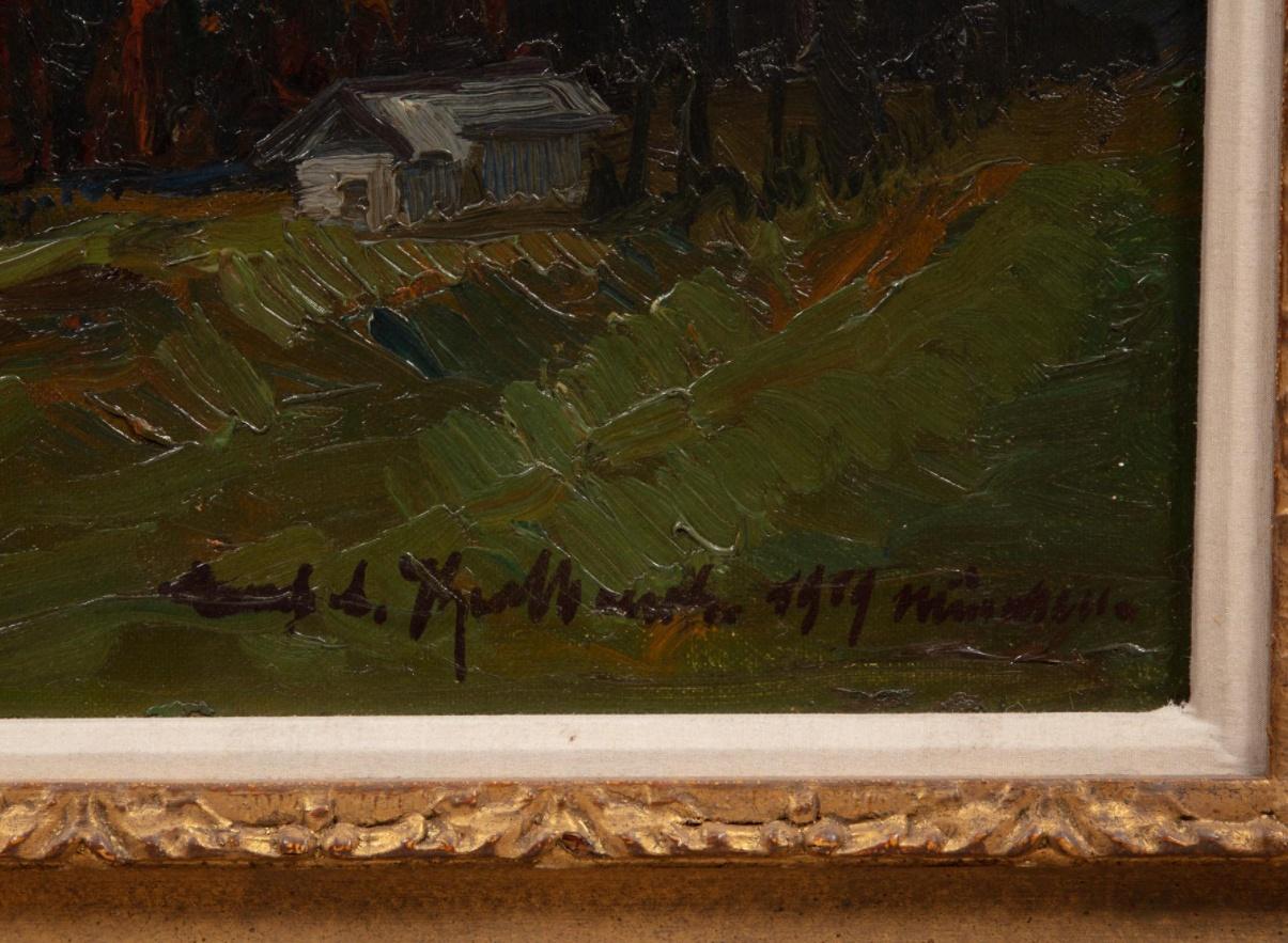 Alpine Landscape, 1919 (Antique Landscape Painting, Germany, Framed) 2