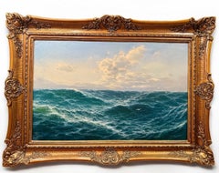 Amazing Stormy Sea Landscape Painting Oil on Canvas with Frame