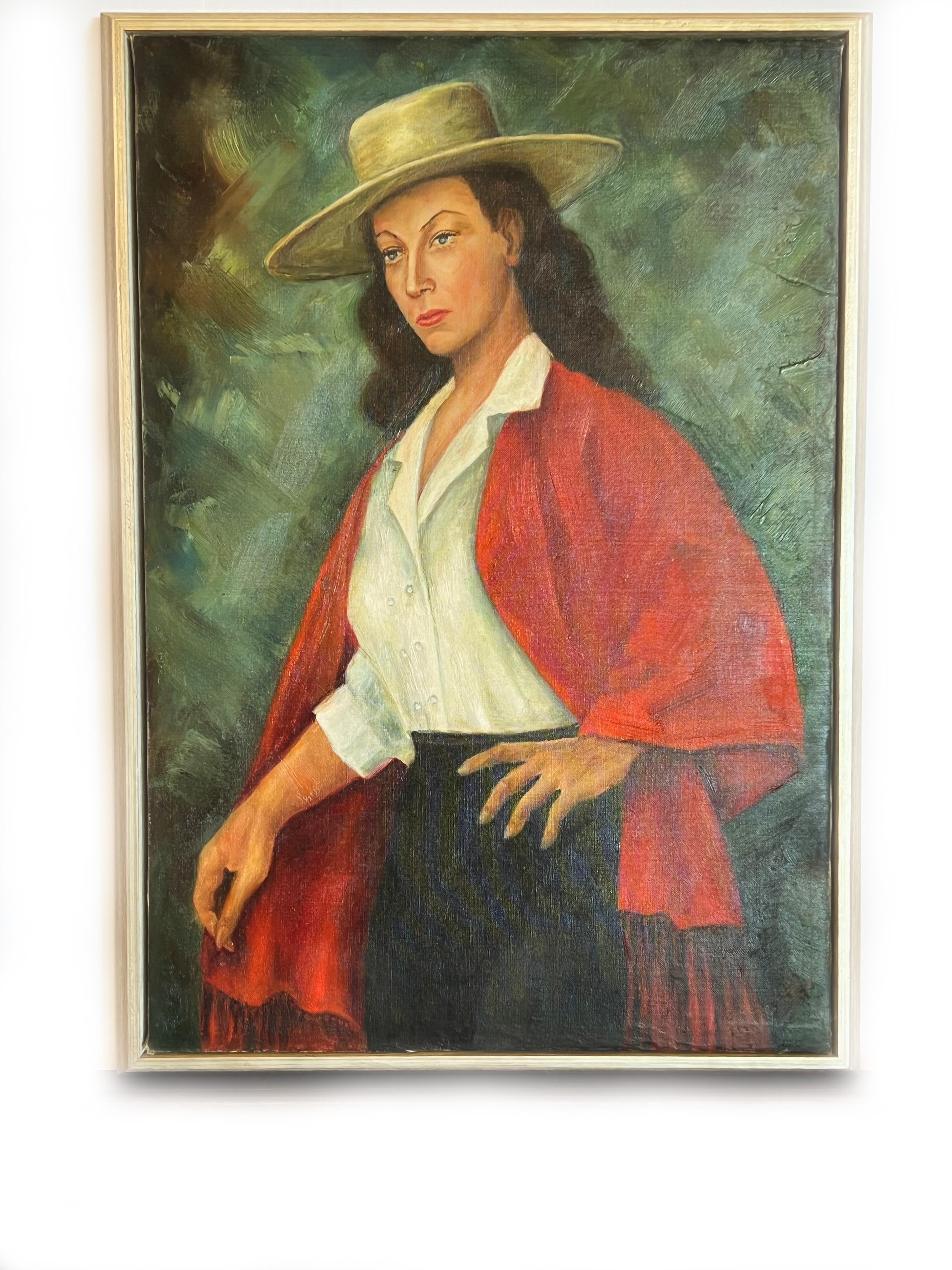 Unknown Figurative Painting - "Amazon" Horsewoman Portrait  - Oil Painting on Canvas