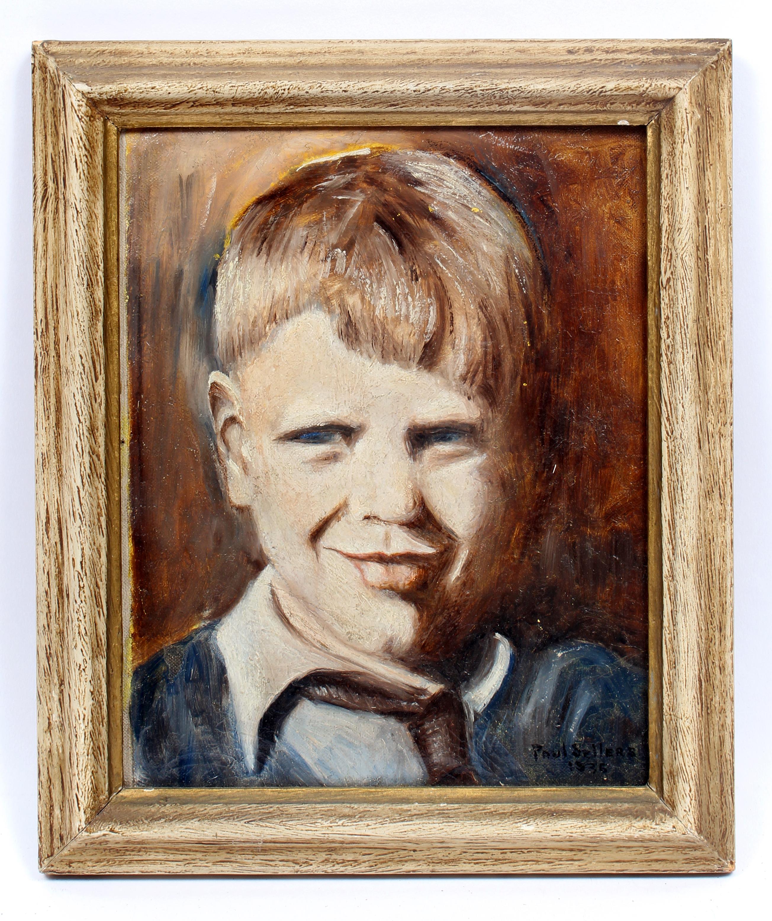 America impressionist portrait young boy 1937 Modern Figurative Oil Painting