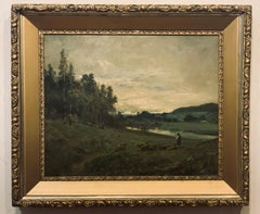 American Barbizon Landscape, New England about 1890  Shepherd and Sheep