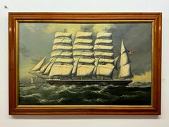 Dipinto di paesaggio marino di una nave clipper americana, XIX secolo