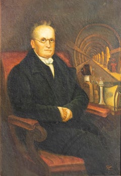 American Folk Art Portrait of Marc Isambard Brunel British Inventor Engineer