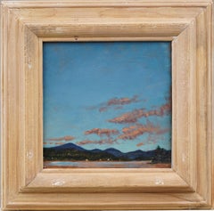  American Framed Modernist Twilight Hudson River School Adirondack Oil Painting