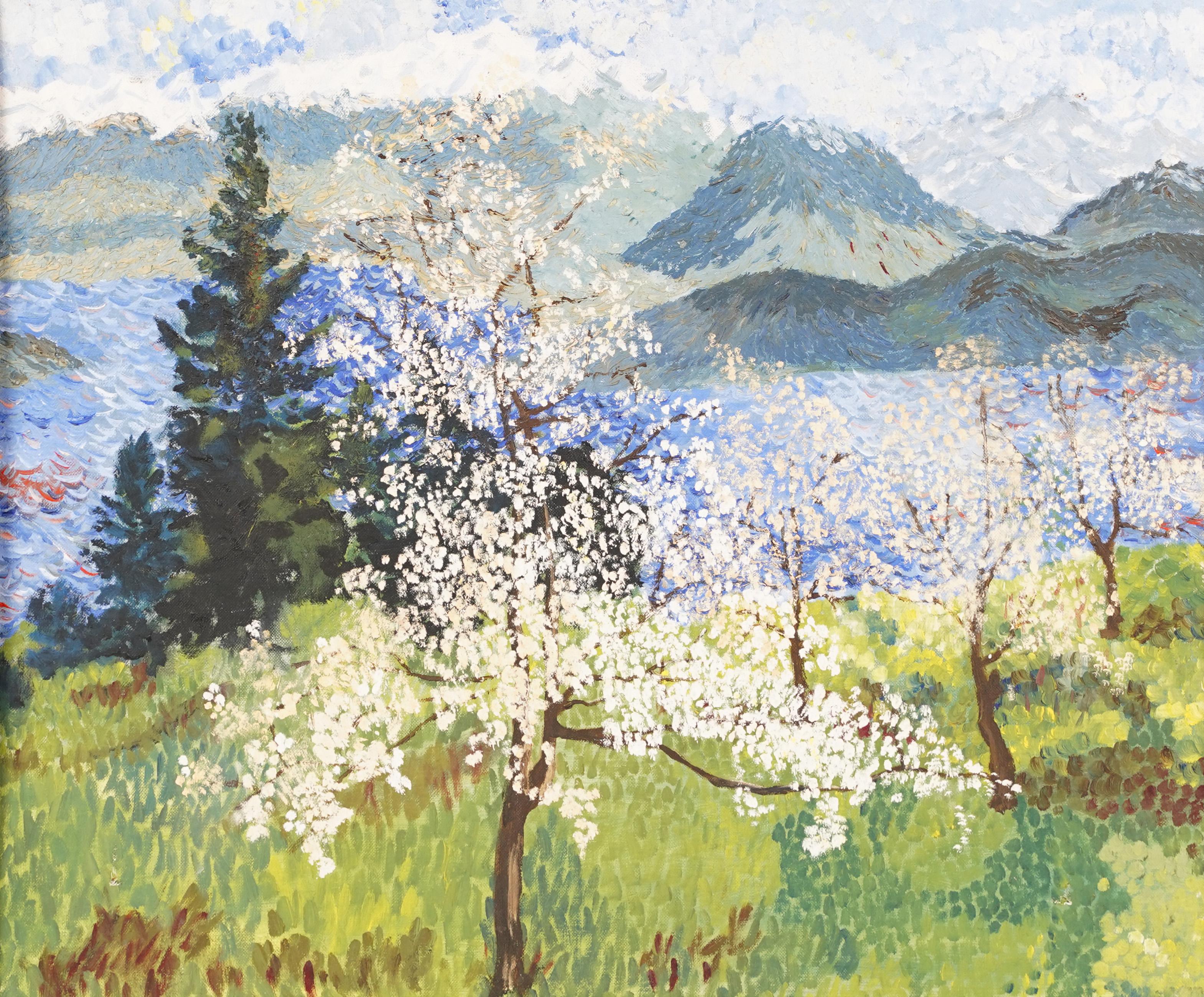 cherry blossom scenery painting