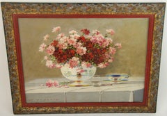 Antiker amerikanischer Impressionist florale Tabelle Einstellung Stillleben 1950