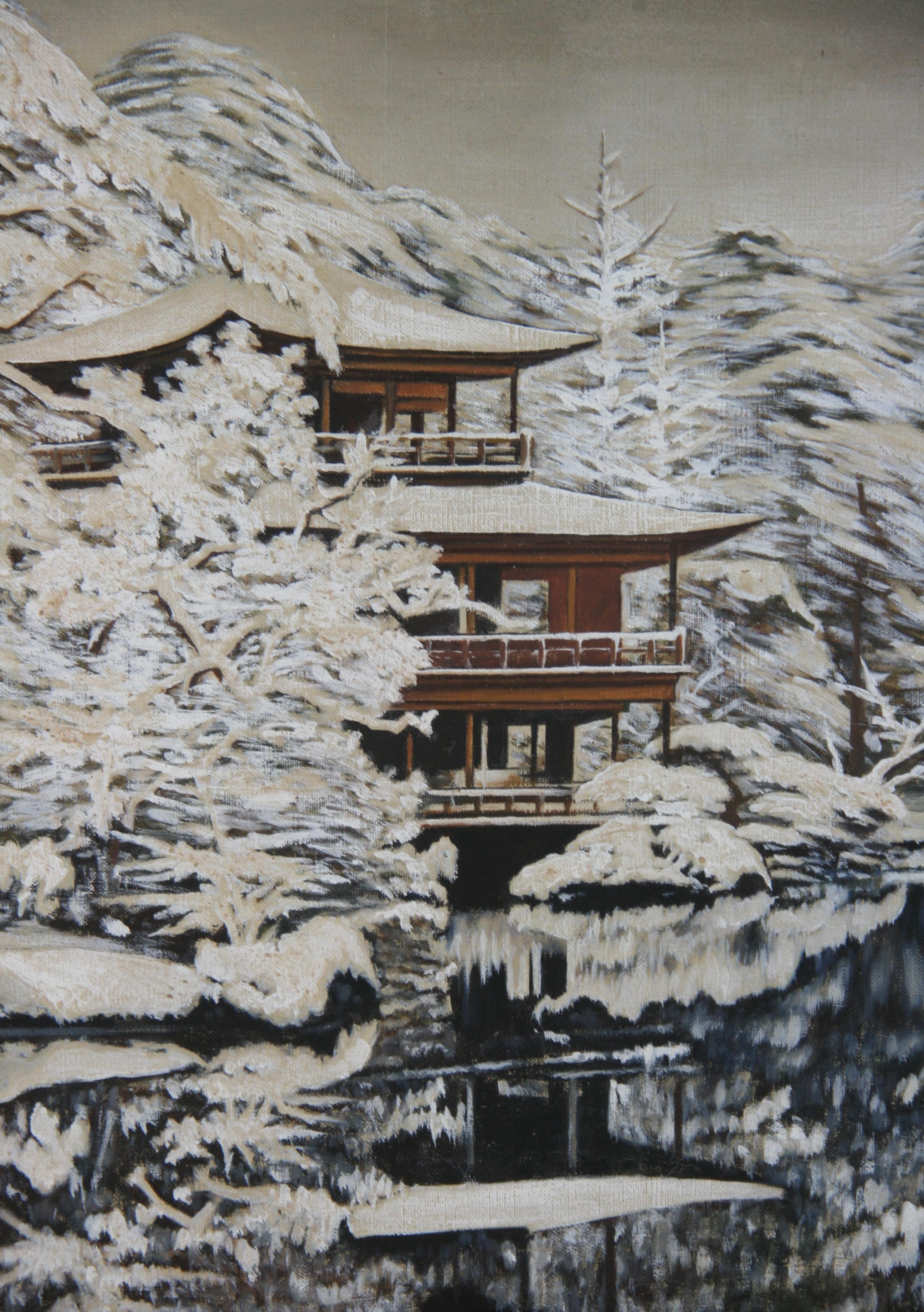 Americana  Impresionista  Paisaje al óleo Invierno en Sapporo Japón en venta 2