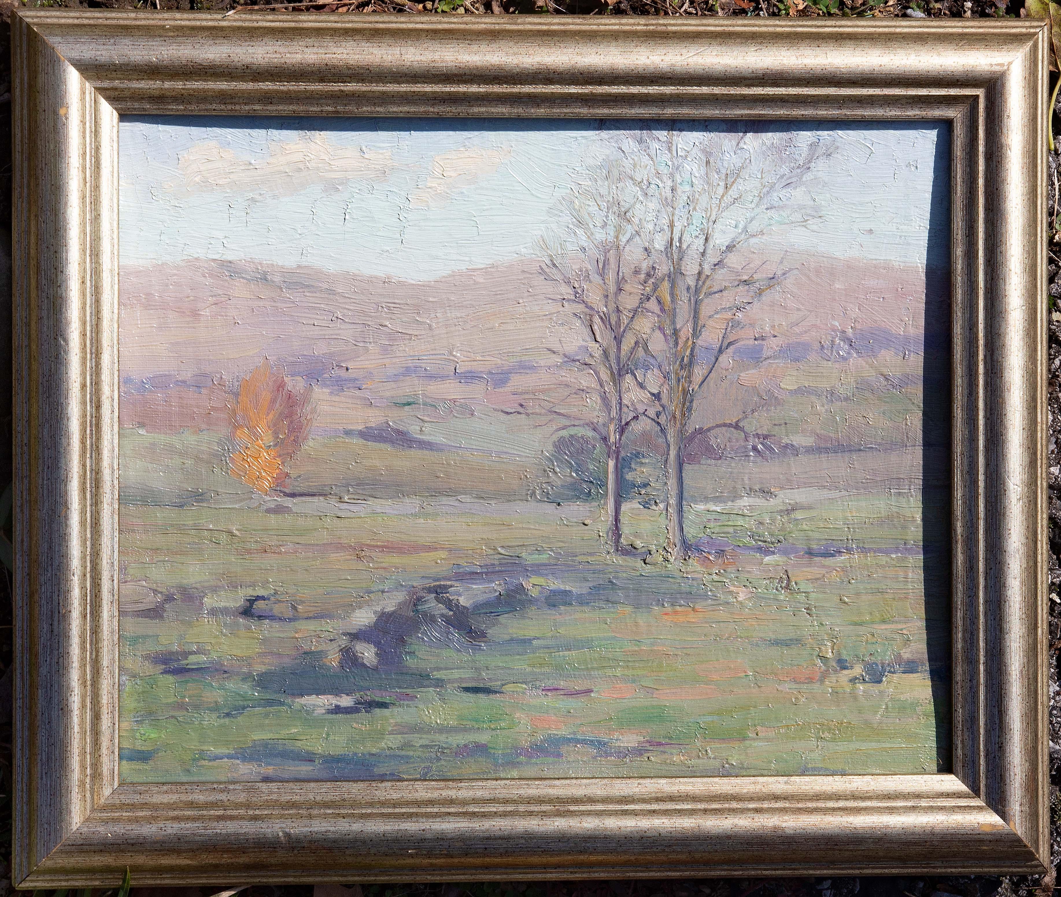 American Impressionist Landscape Painting Old Lyme School Early 20th Century - Gray Figurative Painting by Unknown