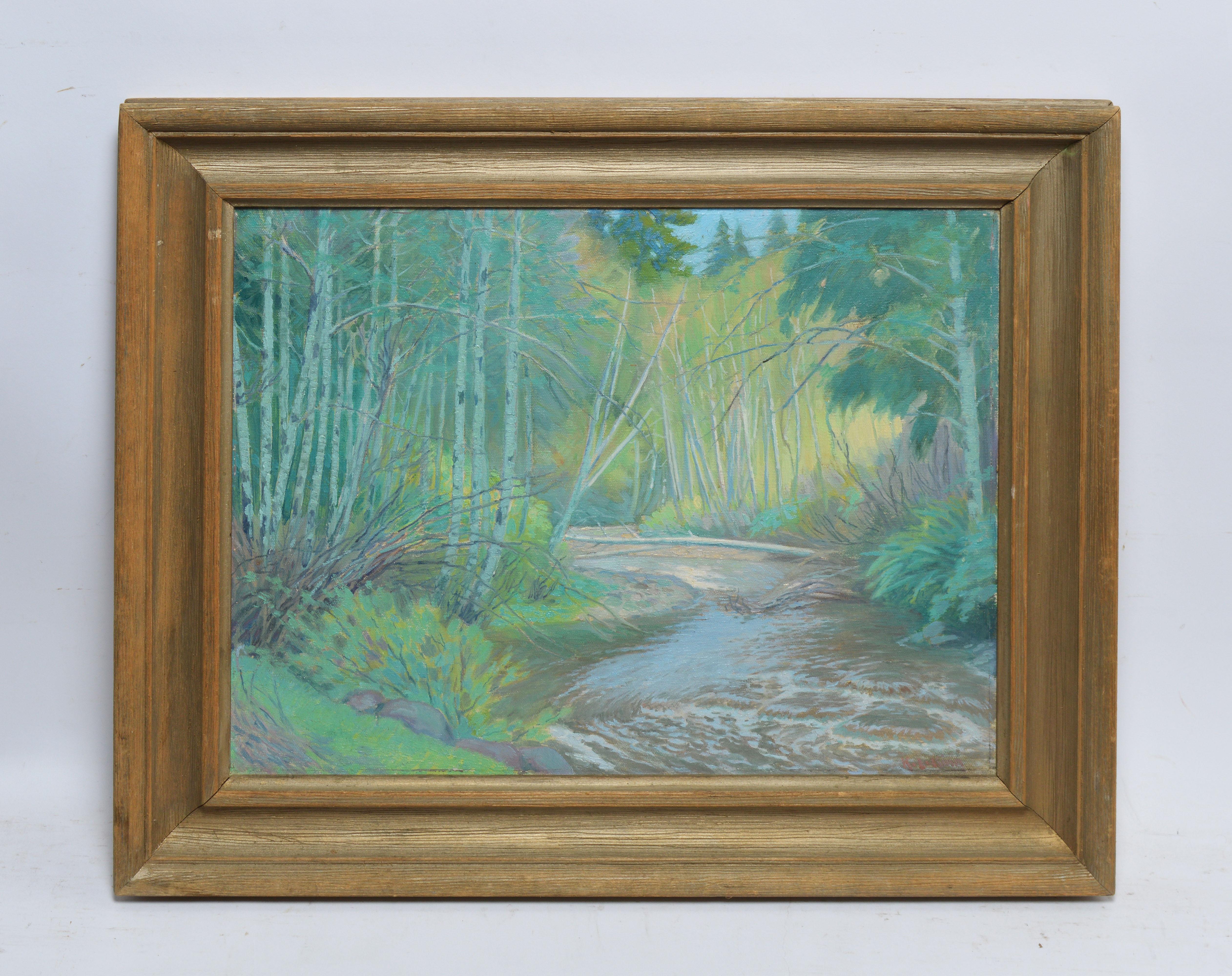 American Impressionist School, View of a Brook in Maine - Painting by Unknown