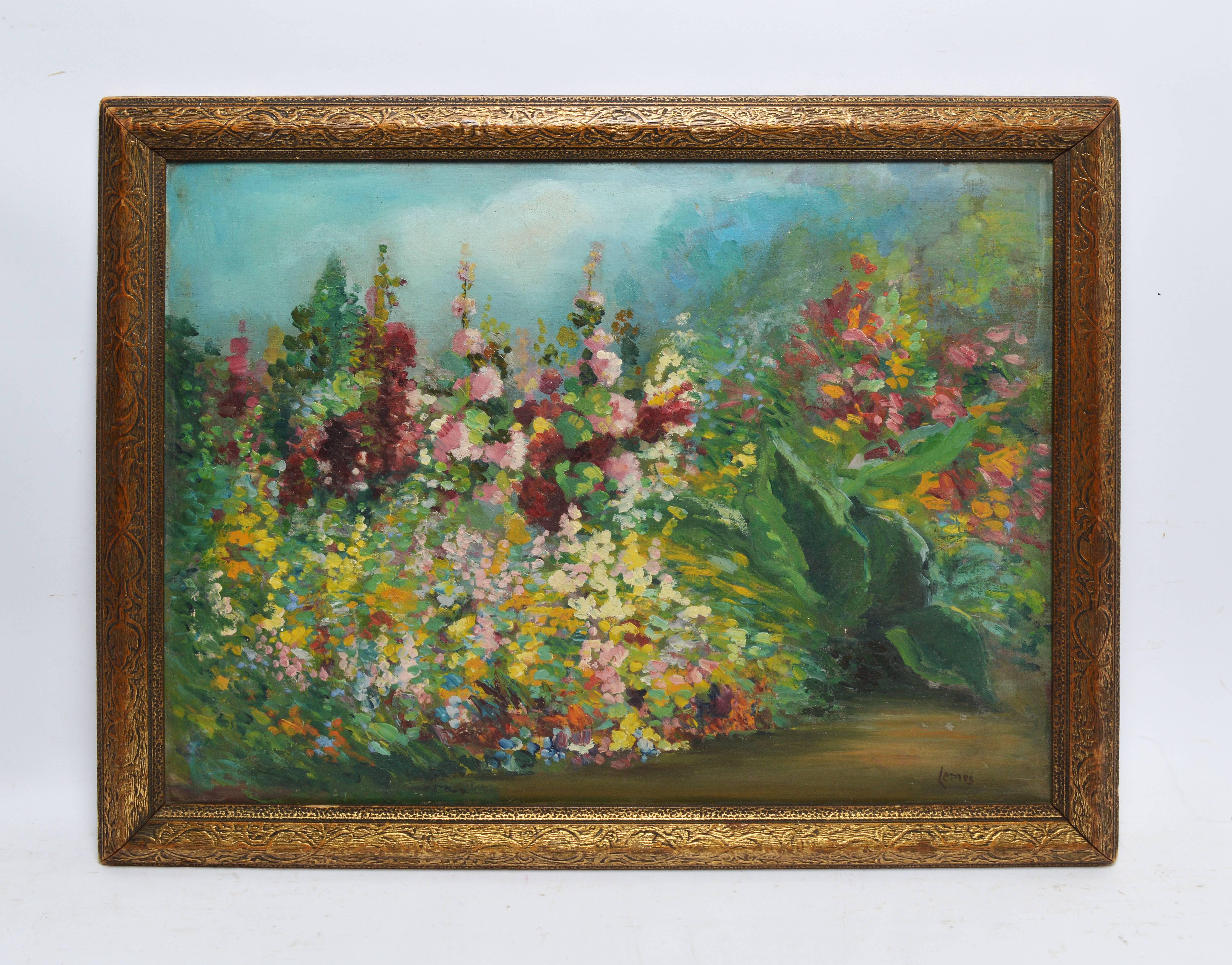 American Impressionist School Wild Flower Blooming Landscape - Painting by Unknown
