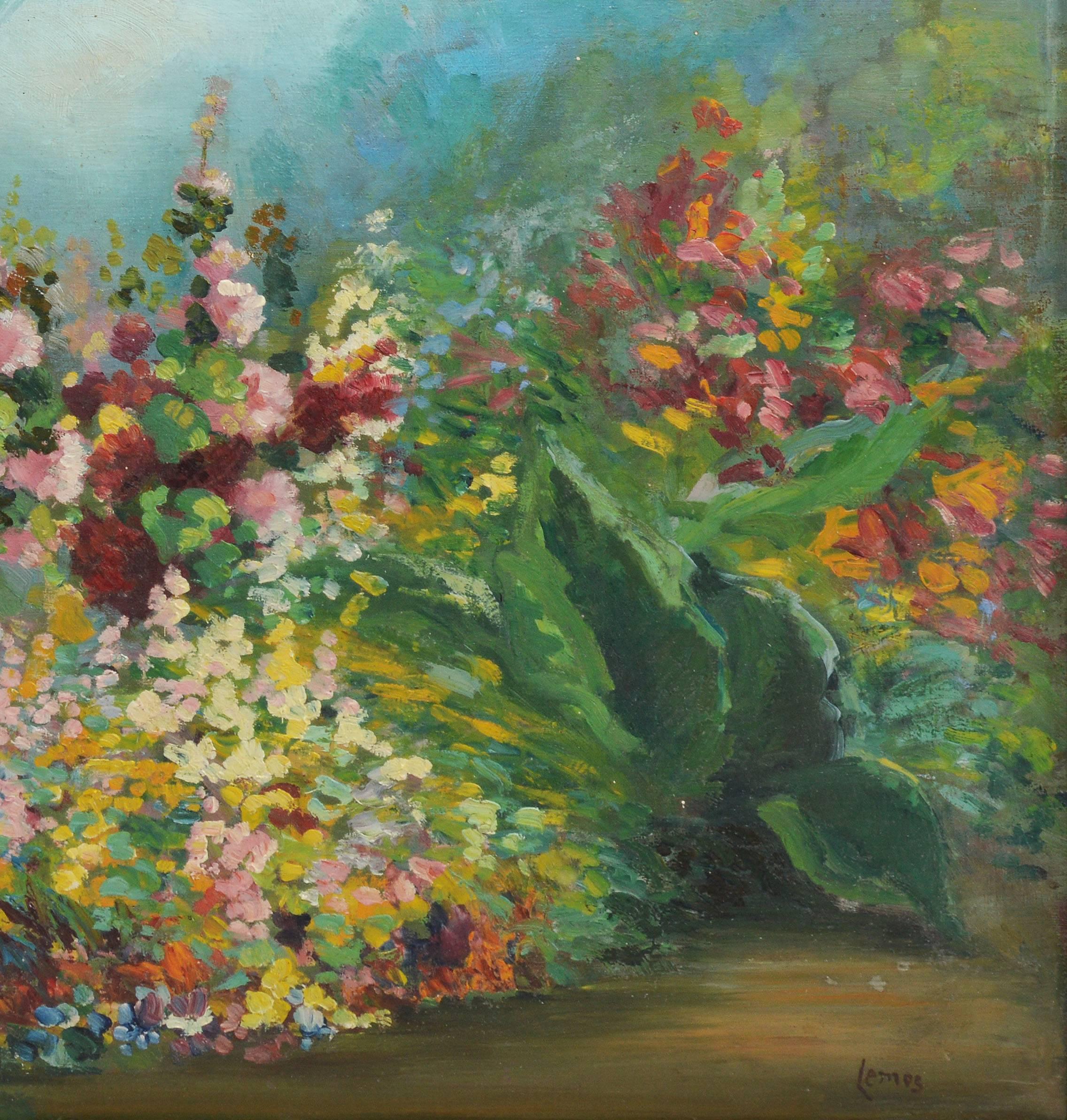 American Impressionist School Wild Flower Blooming Landscape 1