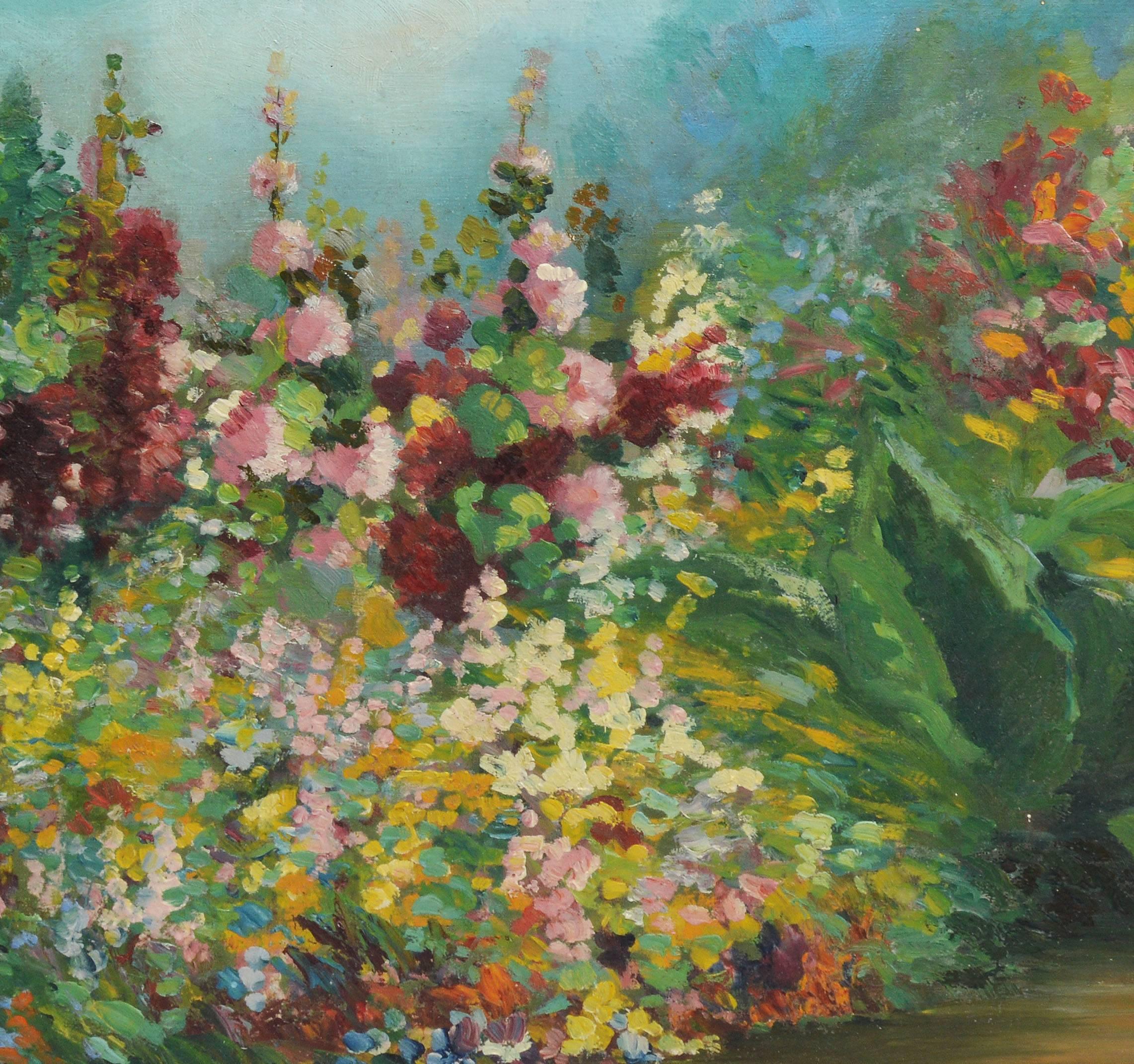 American Impressionist School Wild Flower Blooming Landscape 2