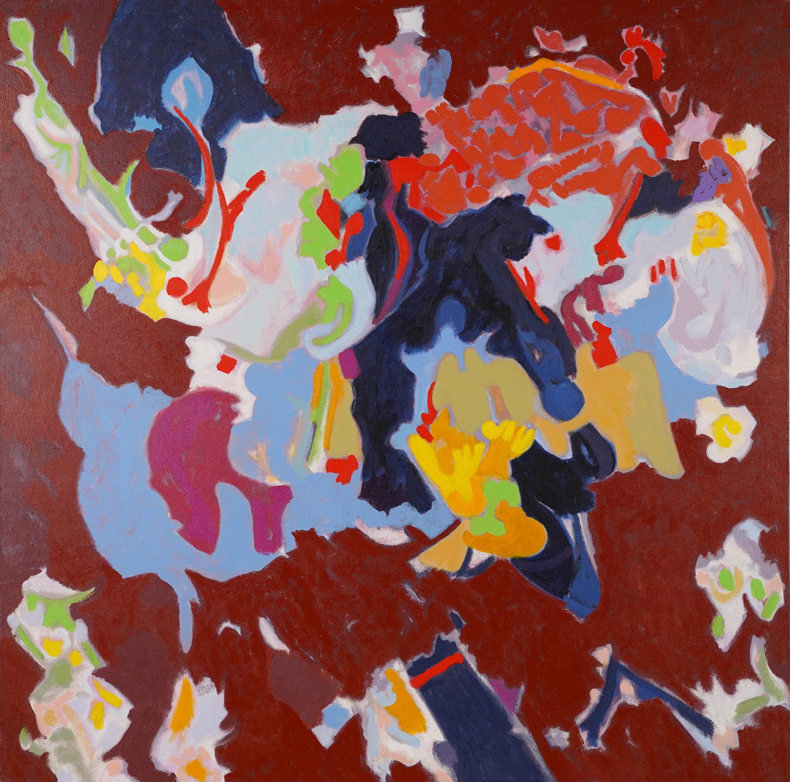 Pintura al óleo grande contemporánea expresionista abstracta americana firmada - Painting de Unknown