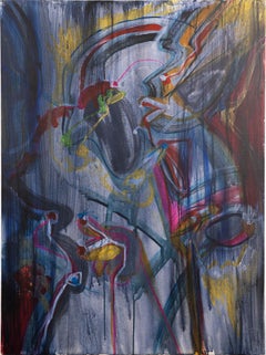 Peinture à l'huile originale d'un portrait abstrait de danseuse moderniste américaine