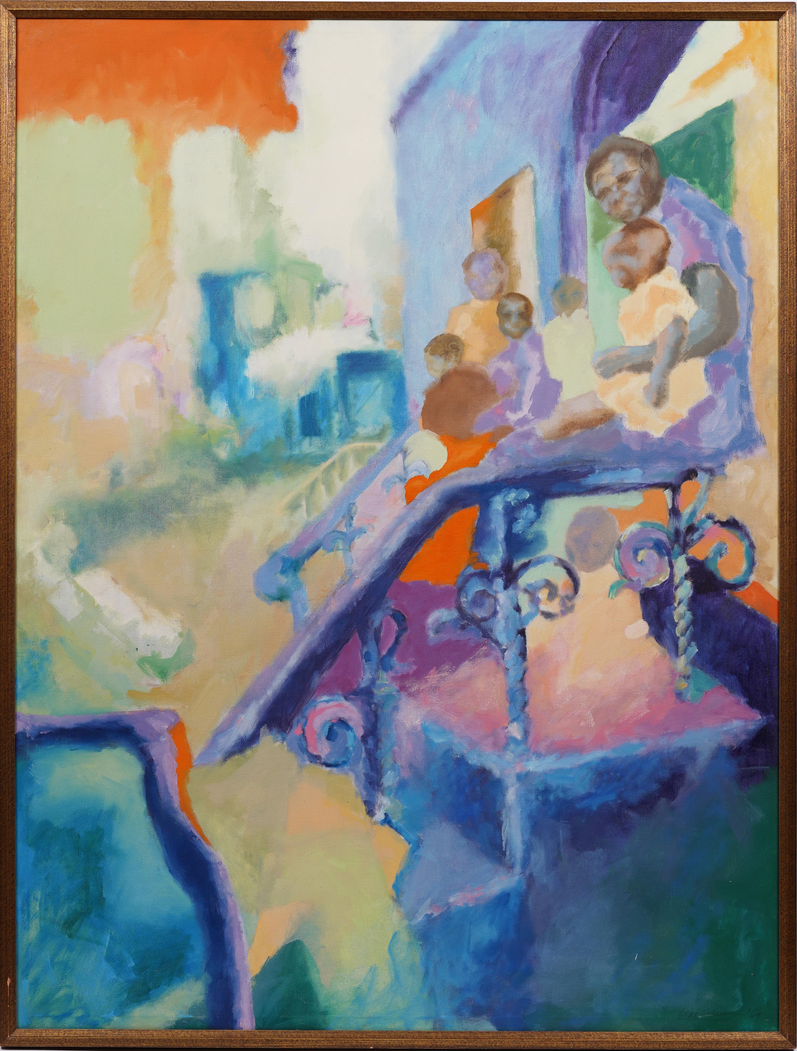 Unknown Abstract Painting – Amerikanische Künstlerin der amerikanischen Moderne, schwarze Frau, New Orleans, Familie, Porträt, Ölgemälde