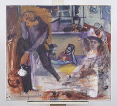 American Modernist Interior Cafe Traumlandschaft Zusammensetzung Ölgemälde