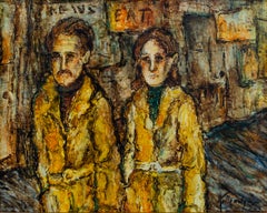 American Modernist Street & Diner Scene, Signed Kittredge