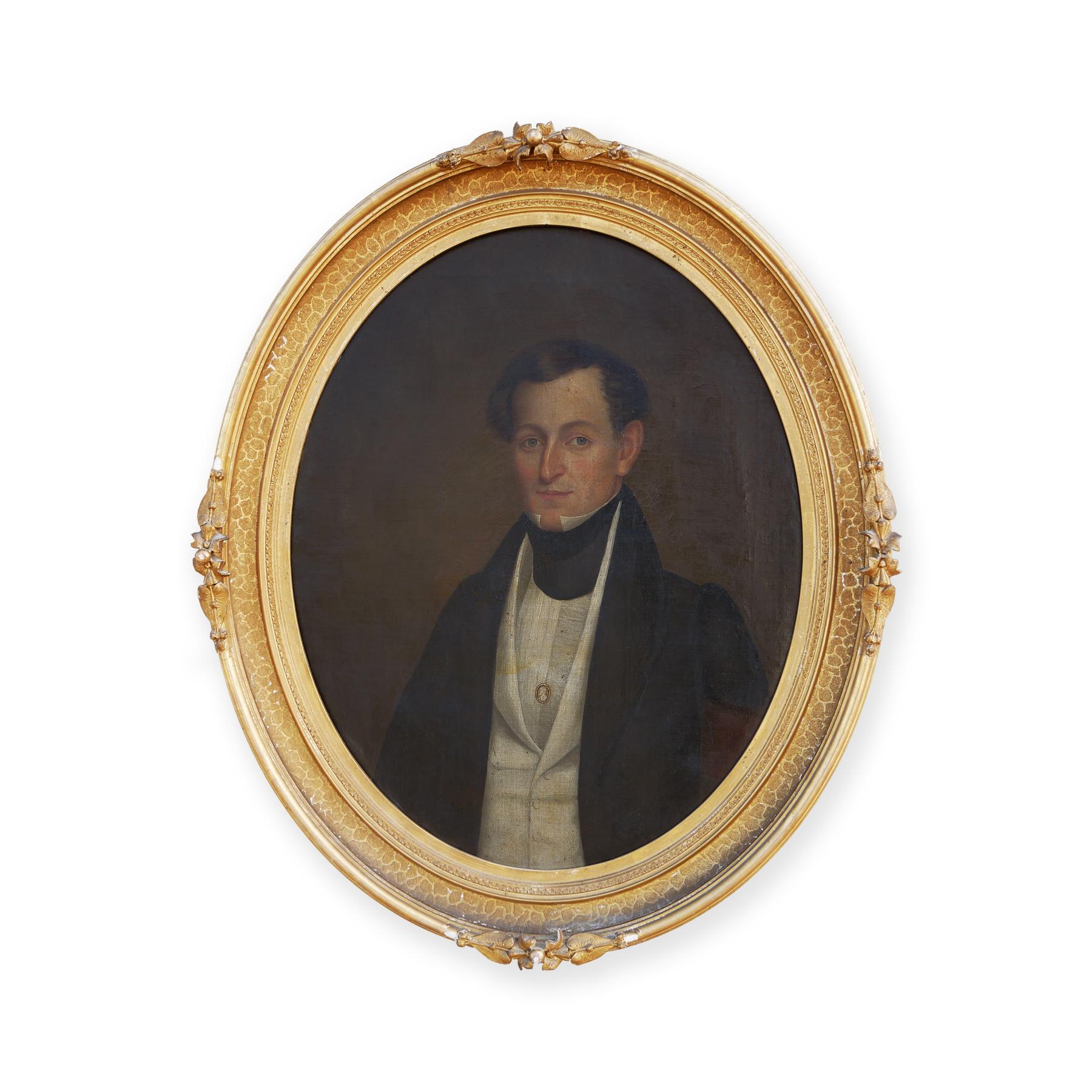 Ritratto americano di un gentiluomo della famiglia Verplanck - Painting di Unknown