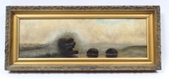 American realist oil painting maine rock seascape framed antique rare waves rock