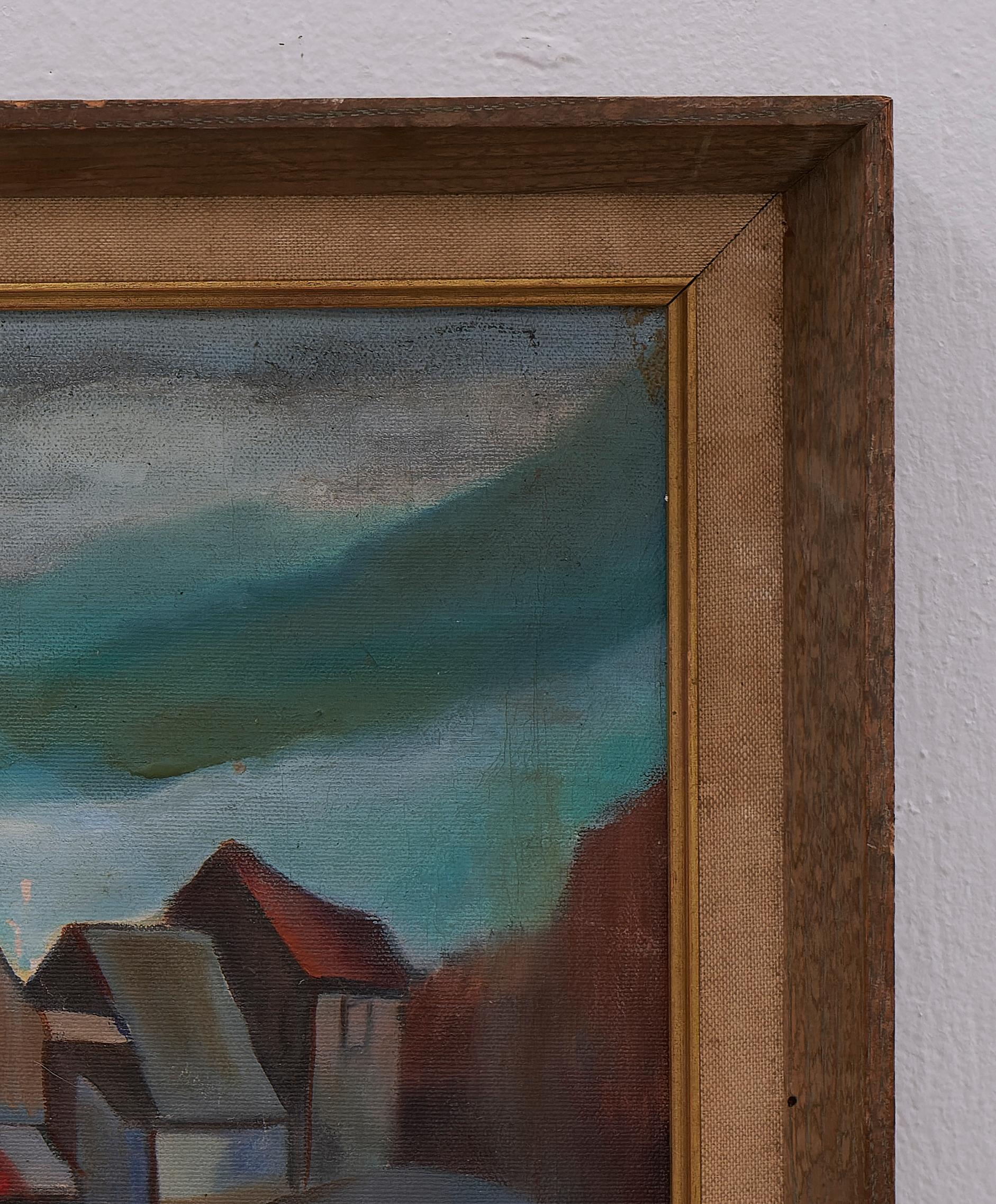 Pittura di paesaggio regionalista americano di un artista misterioso di grande talento

Firmato in basso a destra

Inizio del XX secolo 

In buone condizioni d'epoca, con aree di perdita di vernice.

Olio su tela 

16
