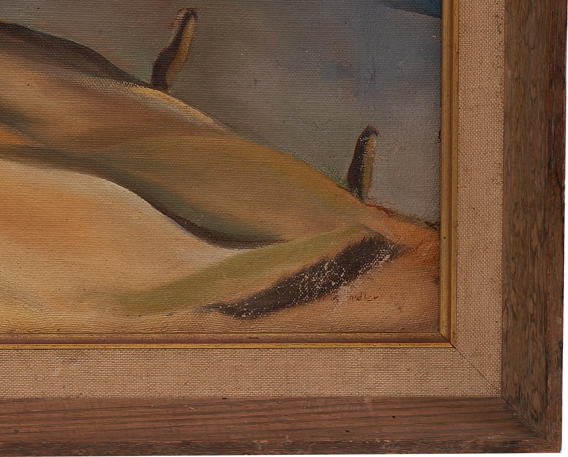 Pittura di paesaggio regionalista americano firmata da un artista misterioso di grande talento in vendita 2