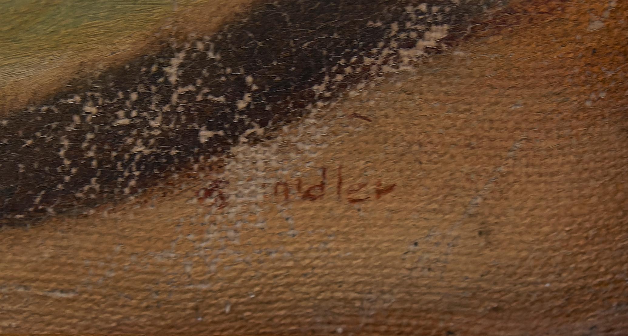Pittura di paesaggio regionalista americano firmata da un artista misterioso di grande talento in vendita 4