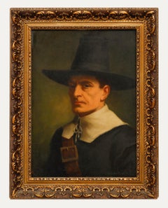 American School 19th Century Oil - A Puritan