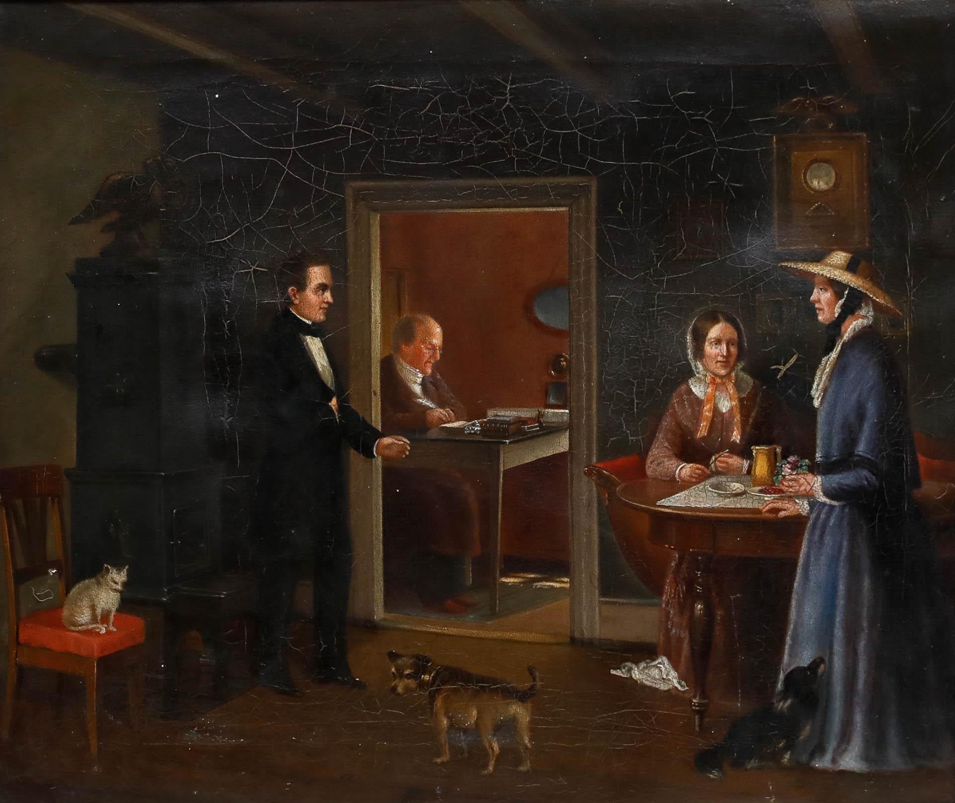 Amerikanische Schule 19. Jahrhundert Öl - Der Vorschlag – Painting von Unknown