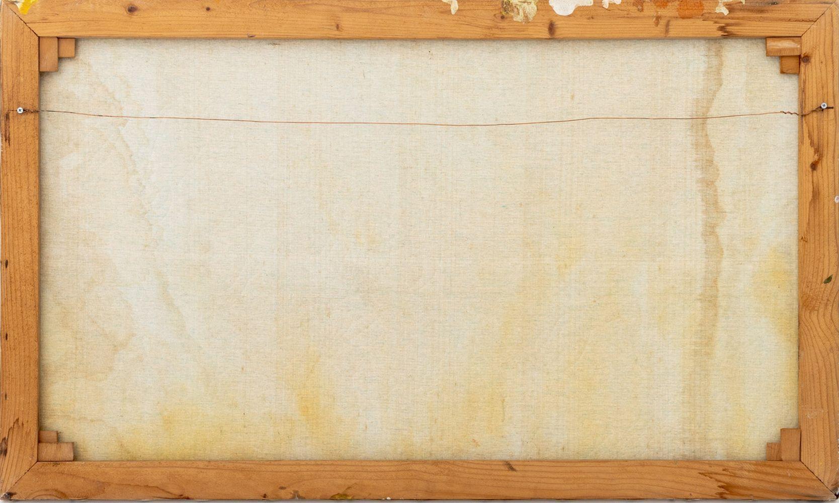 American School, Abstract Composition, Oil on Canvas, in yellows, greens, and whites, apparently unsigned, unframed. 23.5