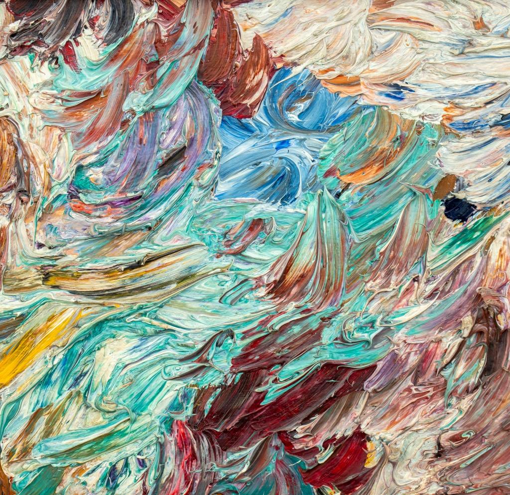 Composizione astratta di scuola americana Olio su tela - Painting di Unknown