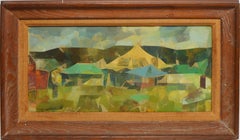 American School Abstracted Circus Landscape Oil Painting