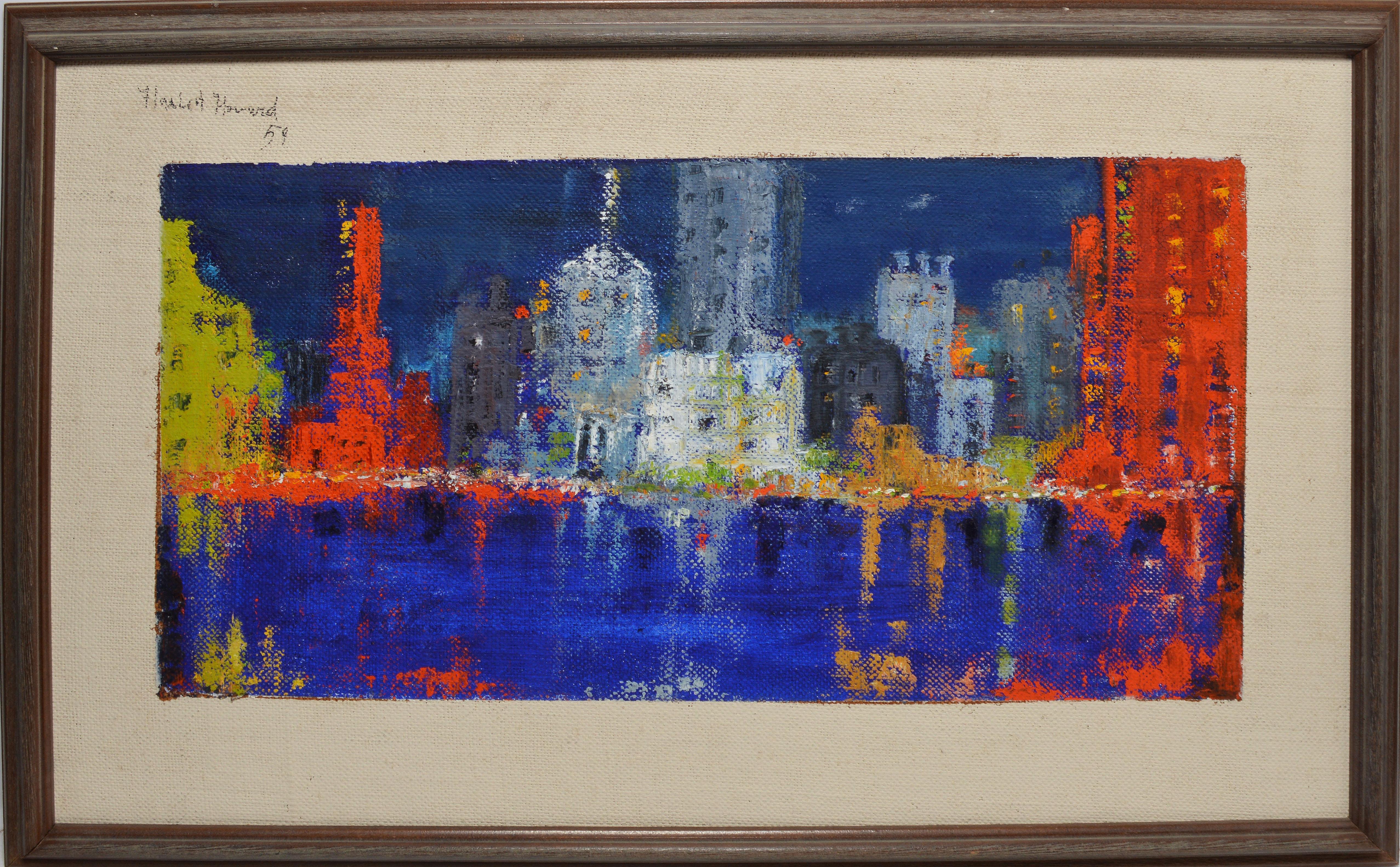 Unknown Abstract Painting - American School Abstracted Philadelphia Cityscape