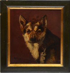 American School, Antique Portrait of a German Sheppard Dog