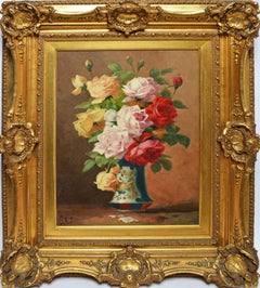 American School Antique Still Life with Roses