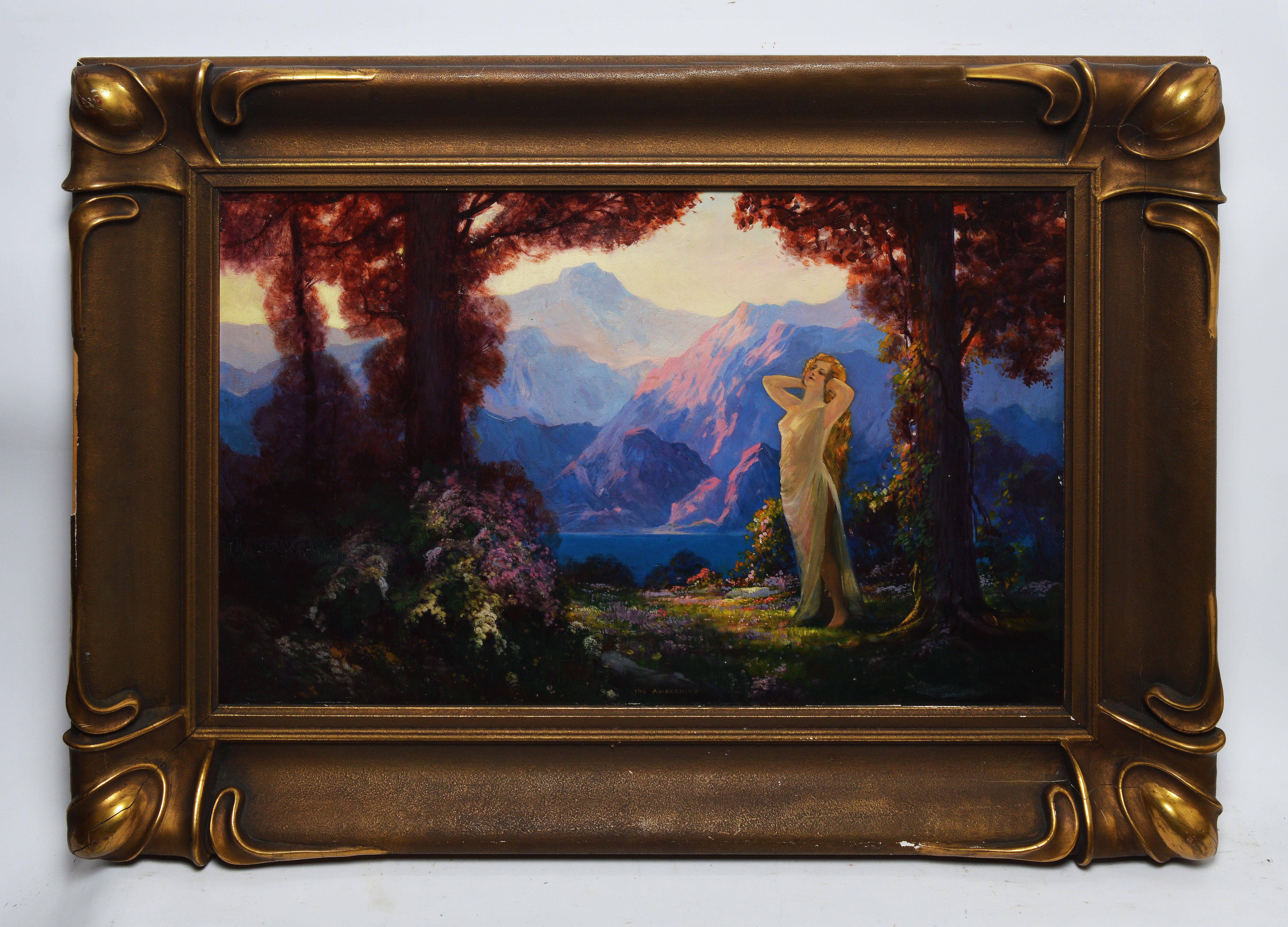 American School, Art Nouveau Landscape with a Nude Woman, 