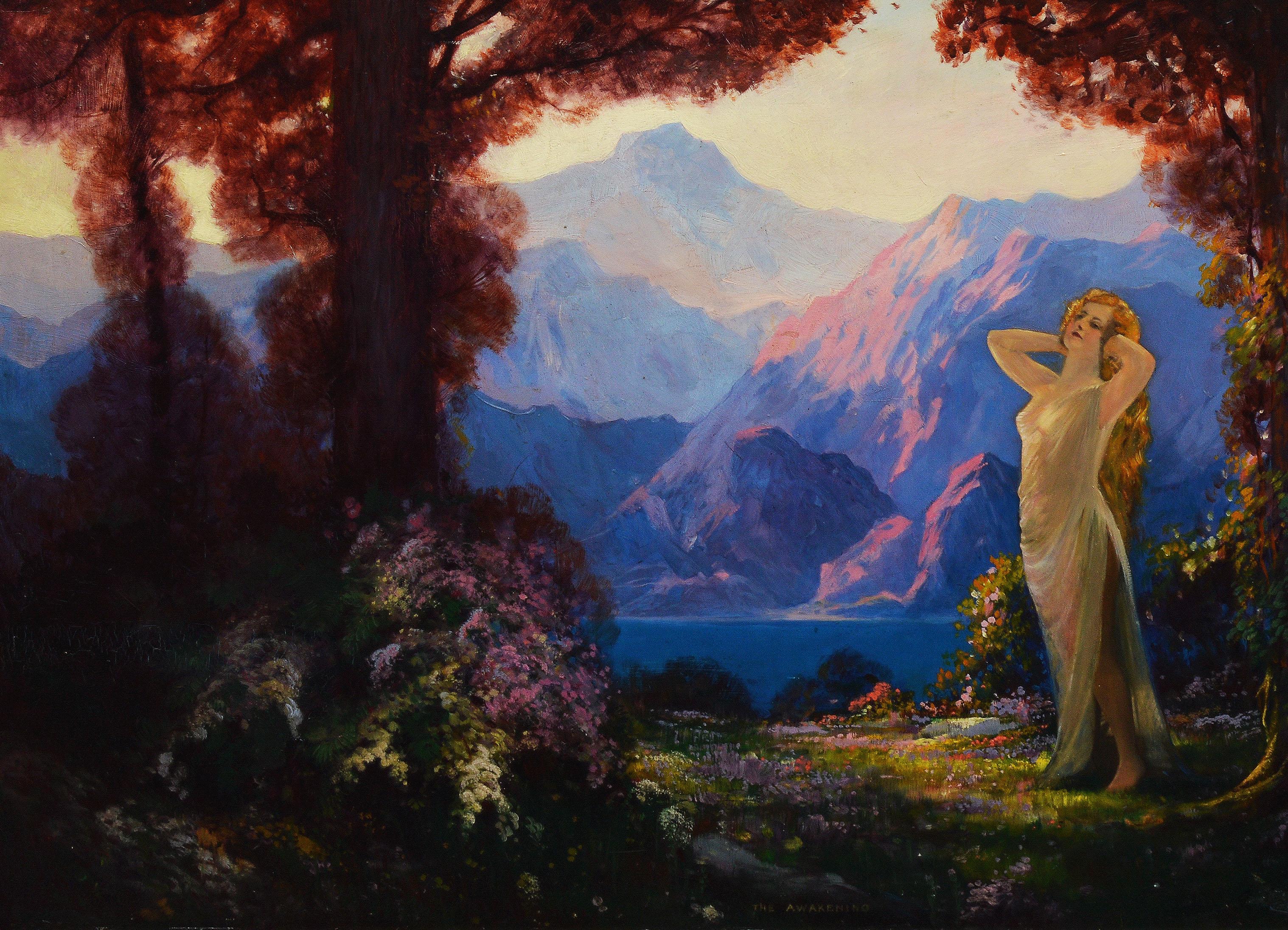 American School, Art Nouveau Landscape with a Nude Woman, 
