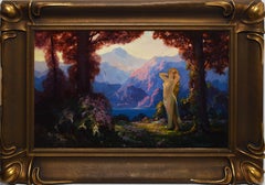 American School, Art Nouveau Landscape with a Nude Woman, "The Awakening" 