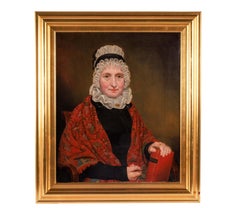 (American School, C. 1830) An Exceptional Quality Portrait "A Lady With Bible"