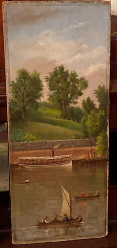 American School Charming Landscape depicting Laurel Hill Landing PA ca 1870
