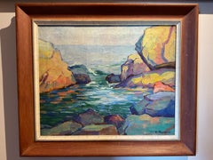 American School Fauvist Modern Oil Painting. Bass Rocks, Massachusetts ca 1920’s