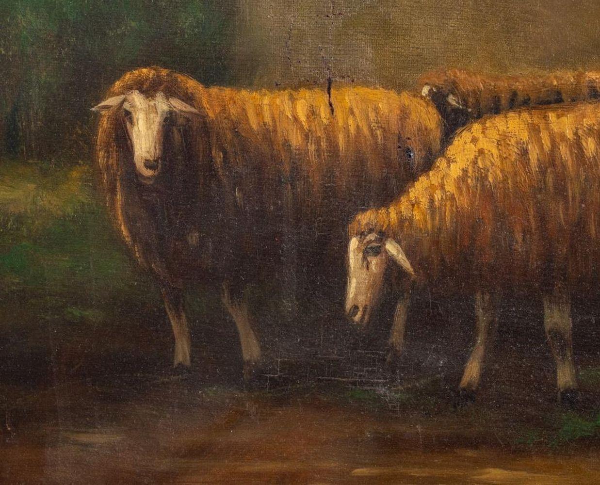 American School Flock of Sheep - Painting by Unknown