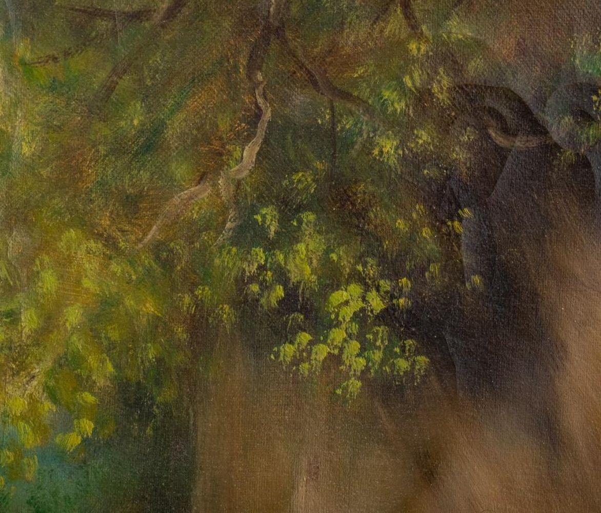 American School Flock of Sheep - Brown Landscape Painting by Unknown