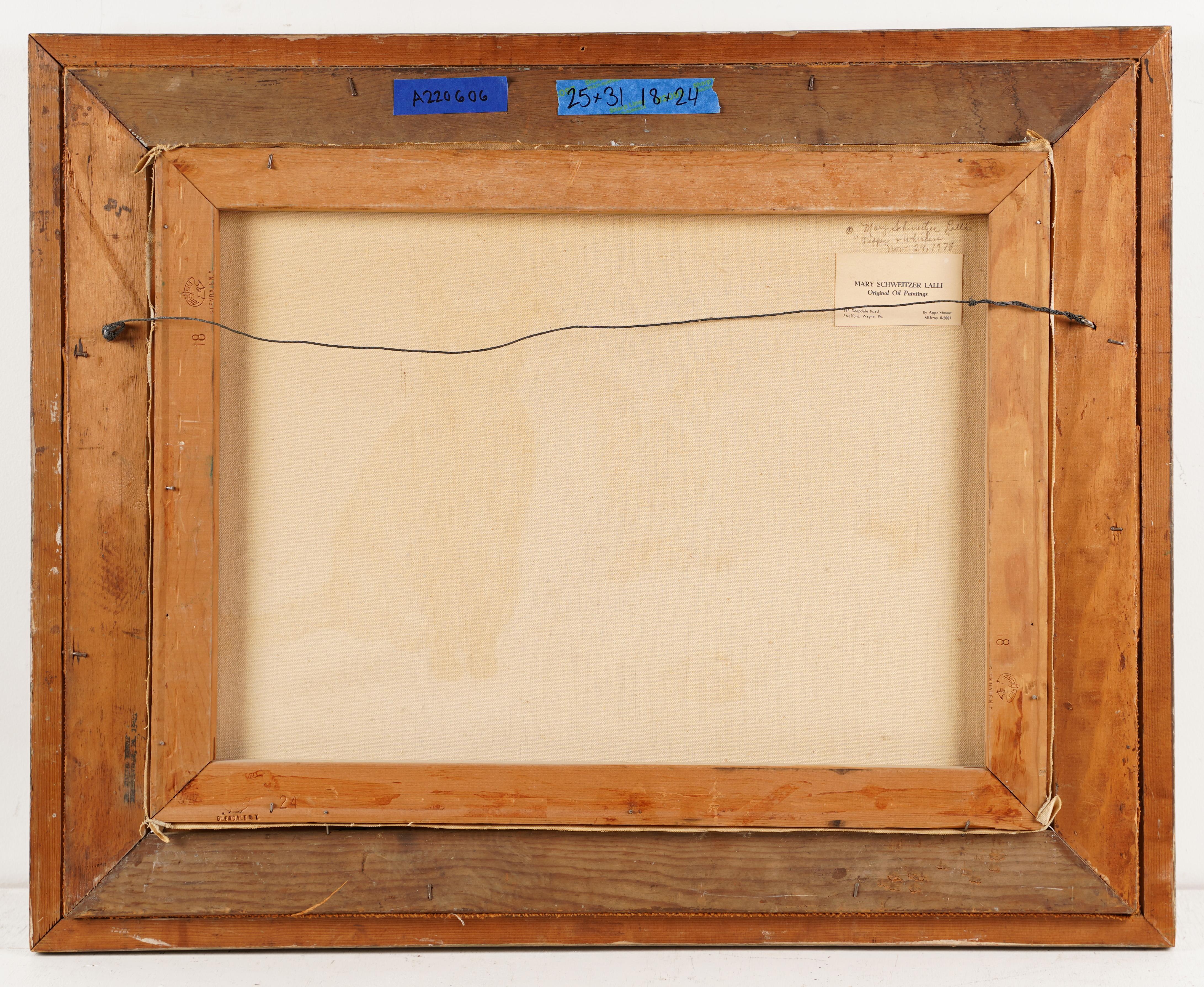 Peinture à l'huile - Peinture d'un chien, d'un chat et d'un coccinelle de l'école américaine - Art populaire Yorkie 5