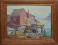 American School Gloucester Harbor Fishing Dock Painting