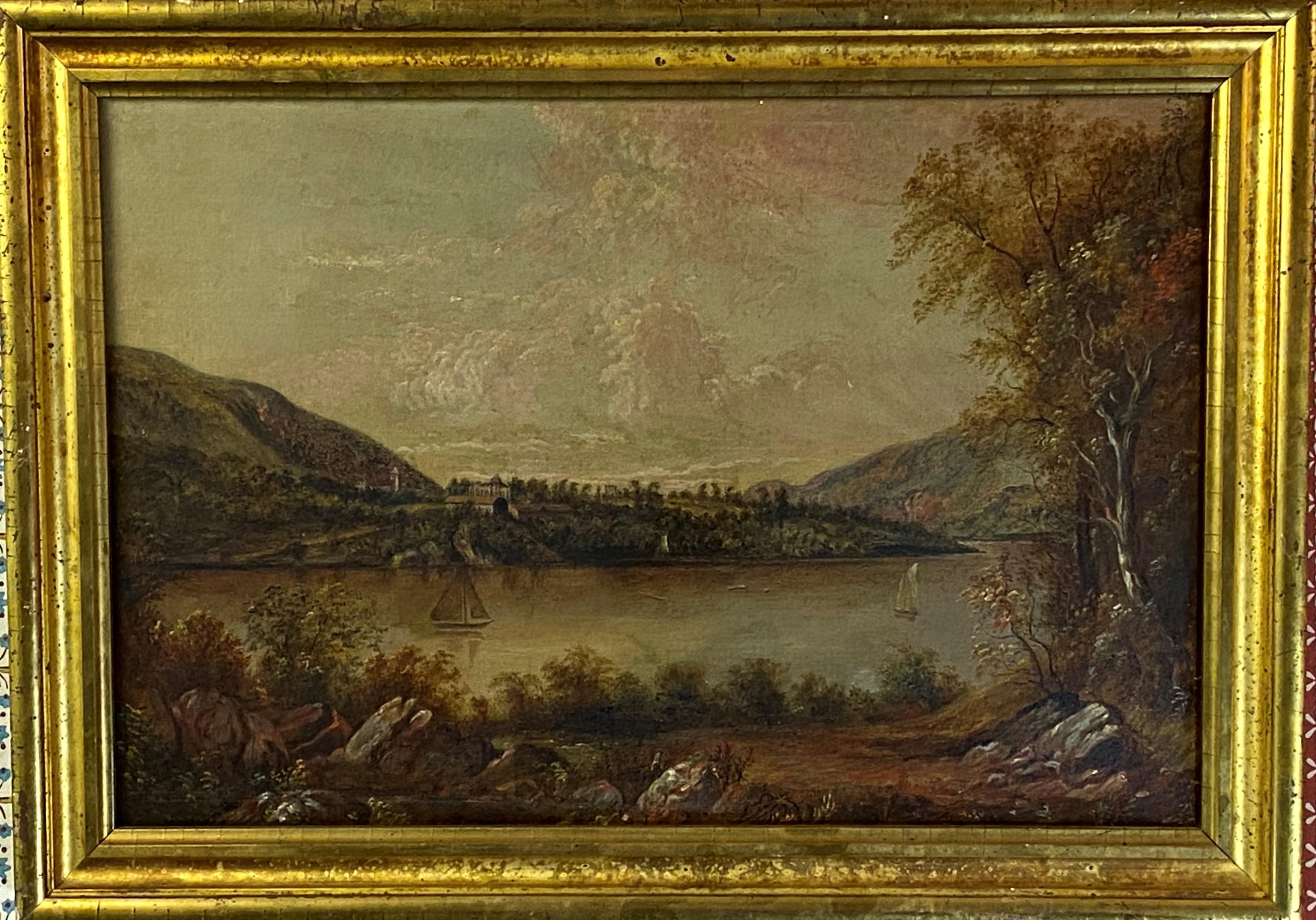 American School Hudson River Landscape, circa 1865 - Painting by Unknown