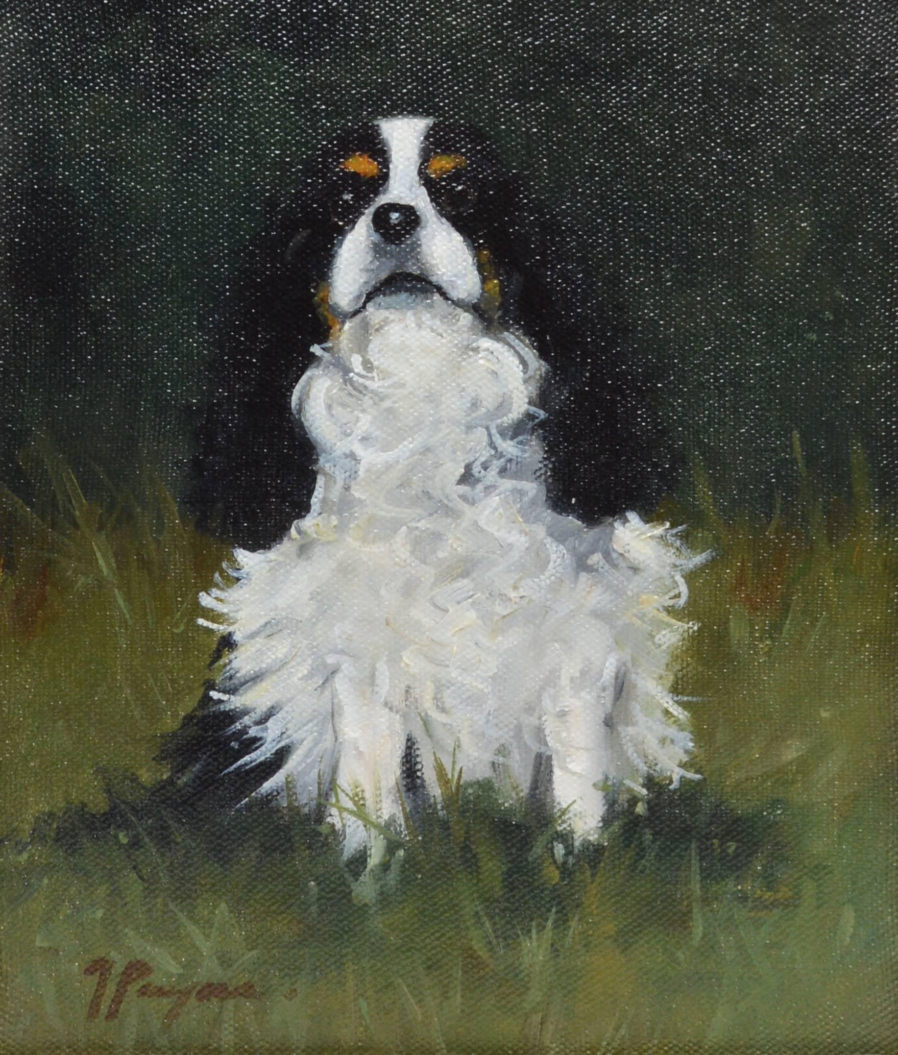 American School Impressionist Portrait of a King Charles Cavalier Spaniel Dog - Brown Animal Painting by Unknown