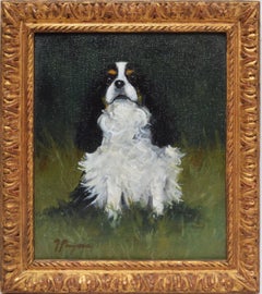 Vintage American School Impressionist Portrait of a King Charles Cavalier Spaniel Dog